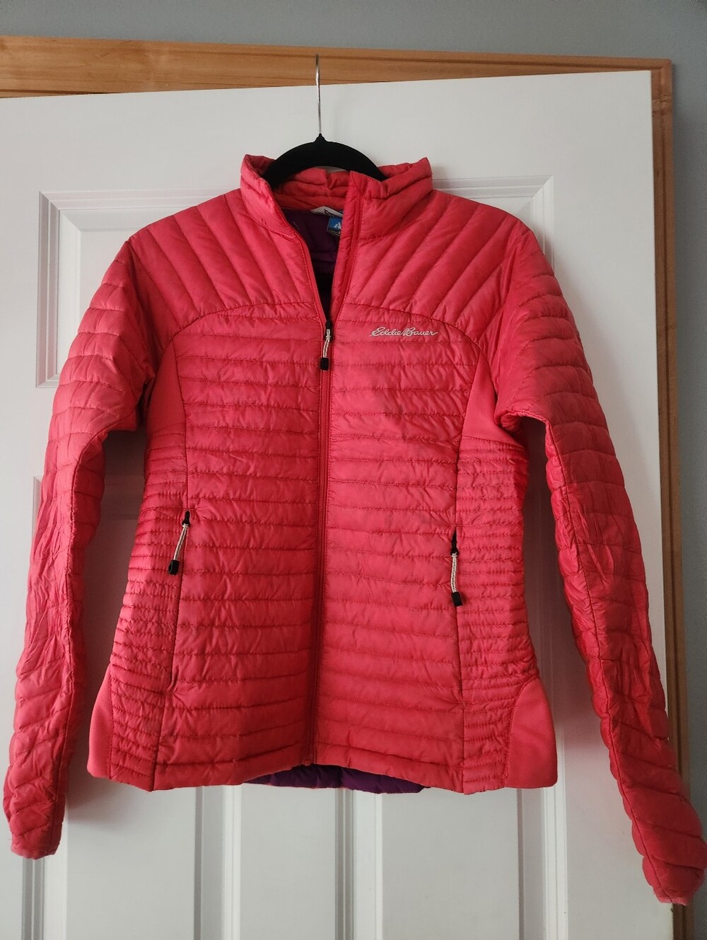 Eddie Bauer Pink-Red Quilted Packable Puffer Jacket, Size XS